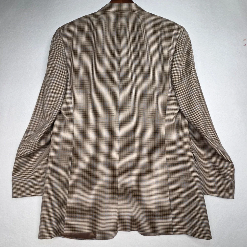 Canali Proposta Blazer Mens 42 L Brown Blue Houndstooth Wool Sport Coat Italy